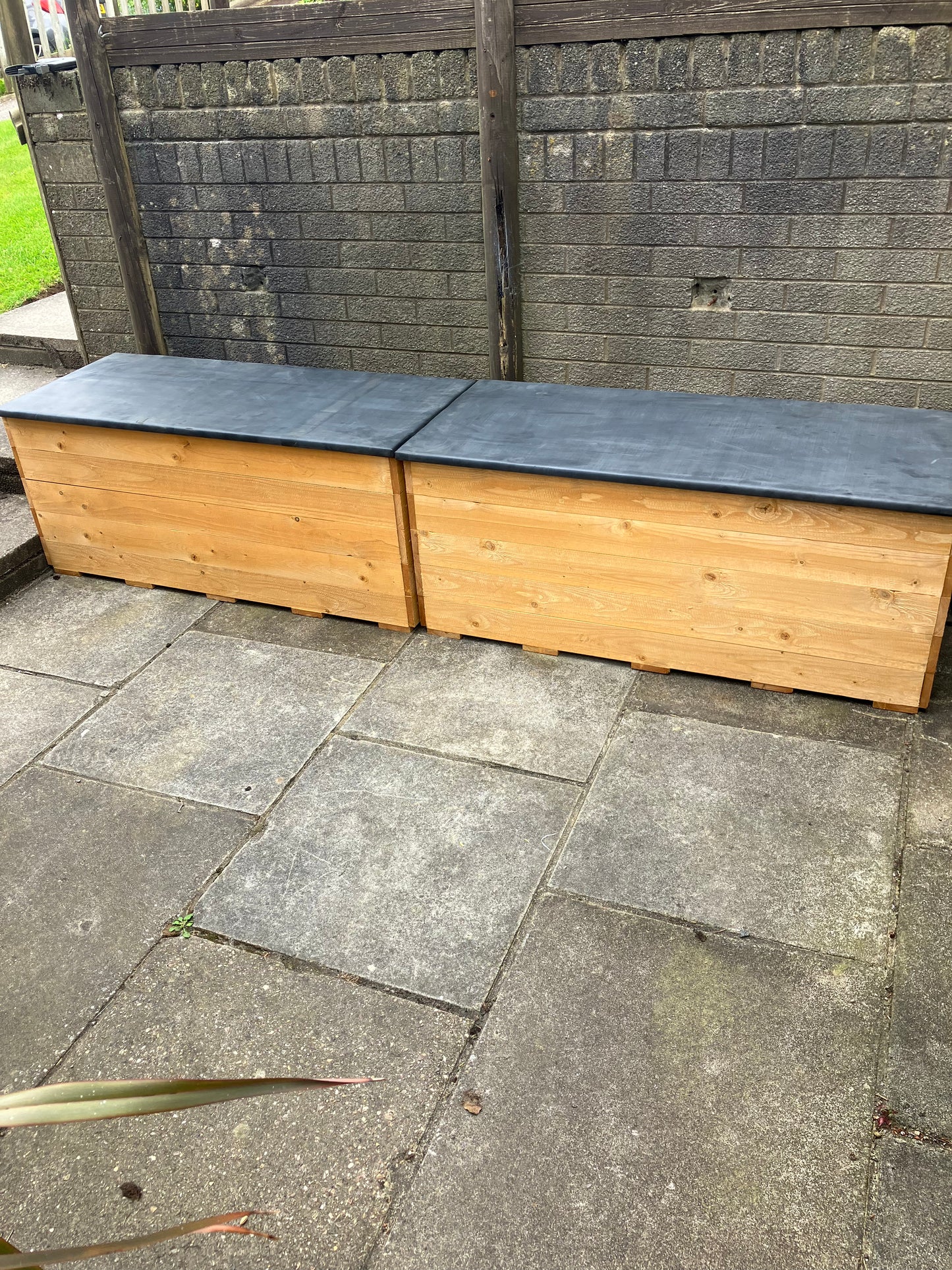 Two Recycling Storage Benches with EPDM rubber lids