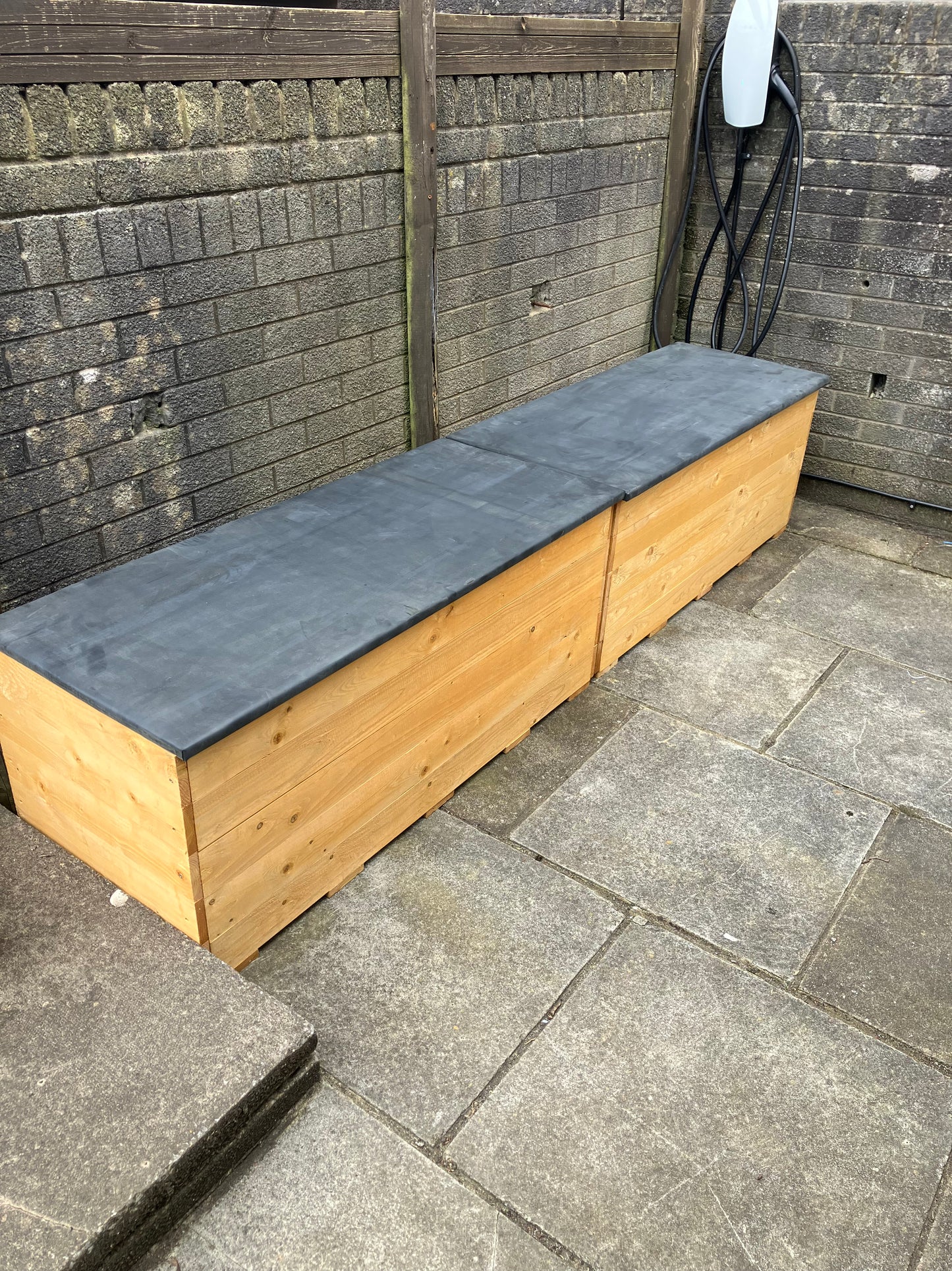 Two Recycling Storage Benches with EPDM rubber lids