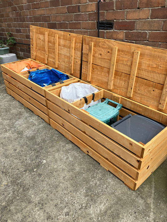 Single Slatted Recycling Caddy Storage Bench